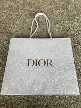 Dior White Shopping Bag with Gold Logo